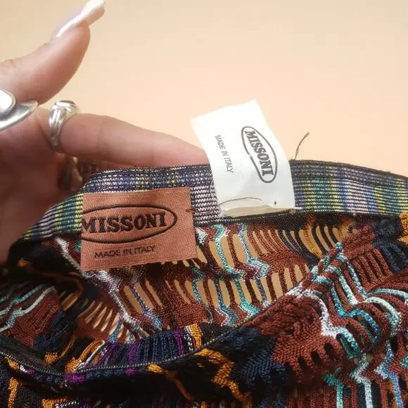 MISSONI Vintage Zig Zag Knit 3-Piece Set Cardigan Maxi Pants Luxury Rare Runway